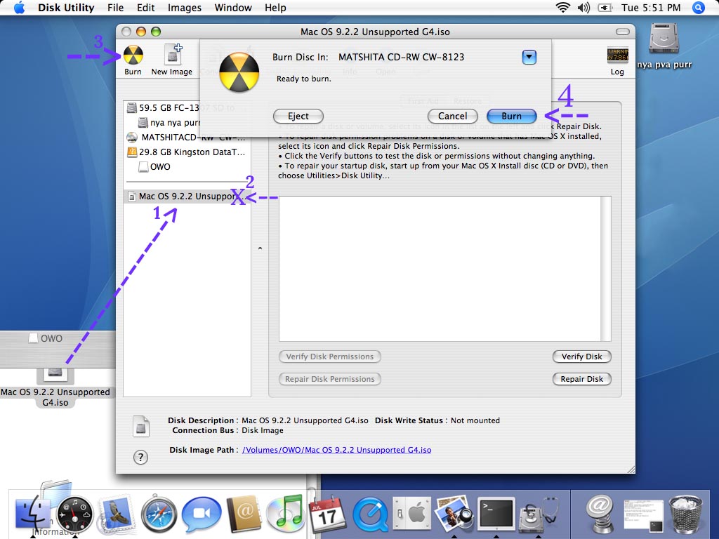 Disc being burned in Disk Utility.